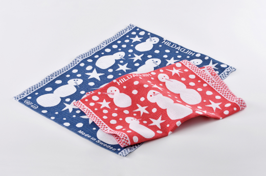 ヒルダヒルダ社ゲストタオル スノーマン（ブルー）／（レッド）